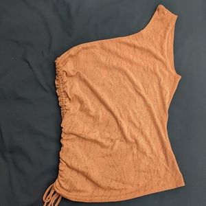 Nude one shoulder sparkle top